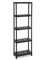 Plastový regál 180x60x30 cm, 5 políc, čierny, recyklovaný