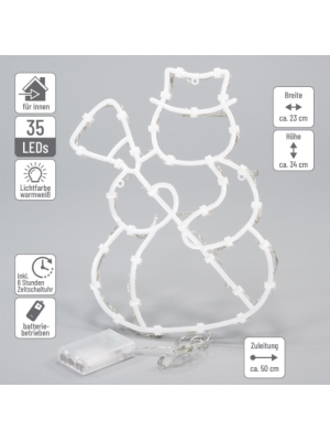 Vianočná dekorácia na okno - 35 LED, snehuliak