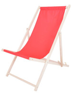 Polohovateľné záhradné lehátko z bukového dreva, červené