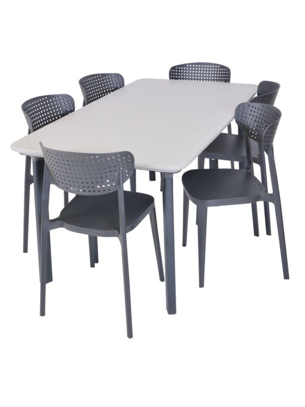 Stohovateľné retro kreslo antracitové, recyklovaný plast