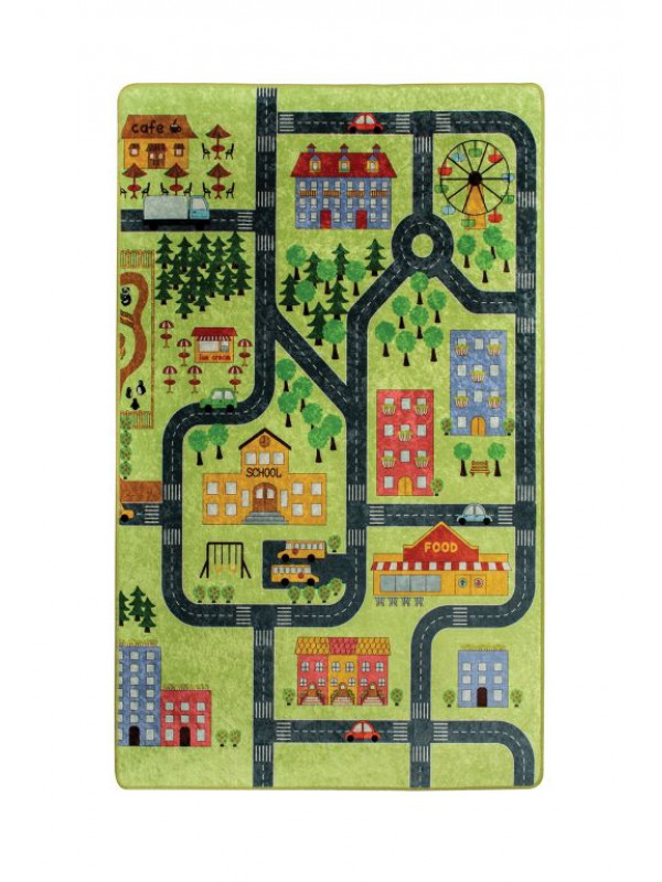 Detský koberec, 100 x 160 cm, vzor mesto