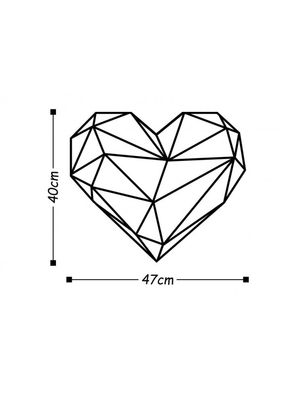 Kovová dekorácia srdce, 47 x 40 cm, čierna