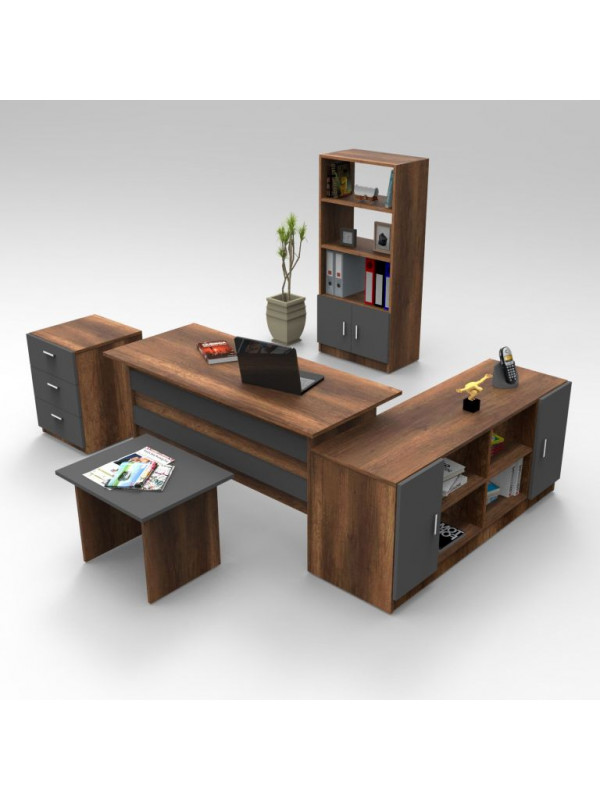 Kancelársky nábytok set, farba orech a antracit