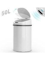 Bezdotykový odpadkový kôš so senzorom, 50 l, biely