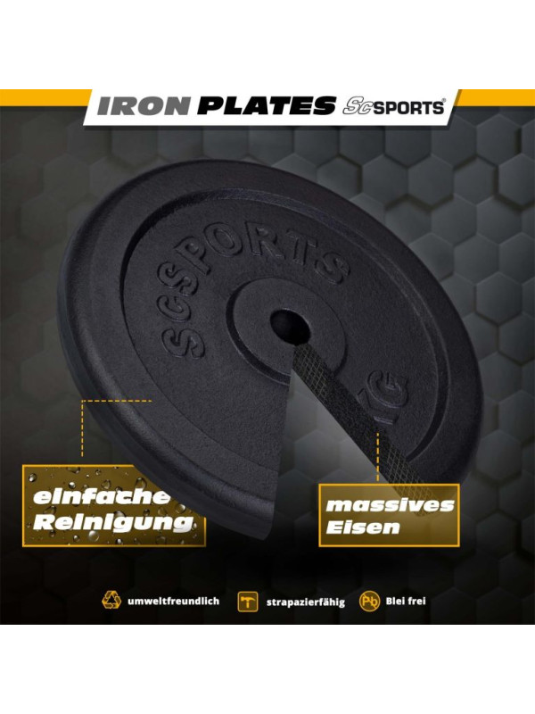 Sada liatinových kotúčov 20 kg, 4x5 kg, priemer 30 mm