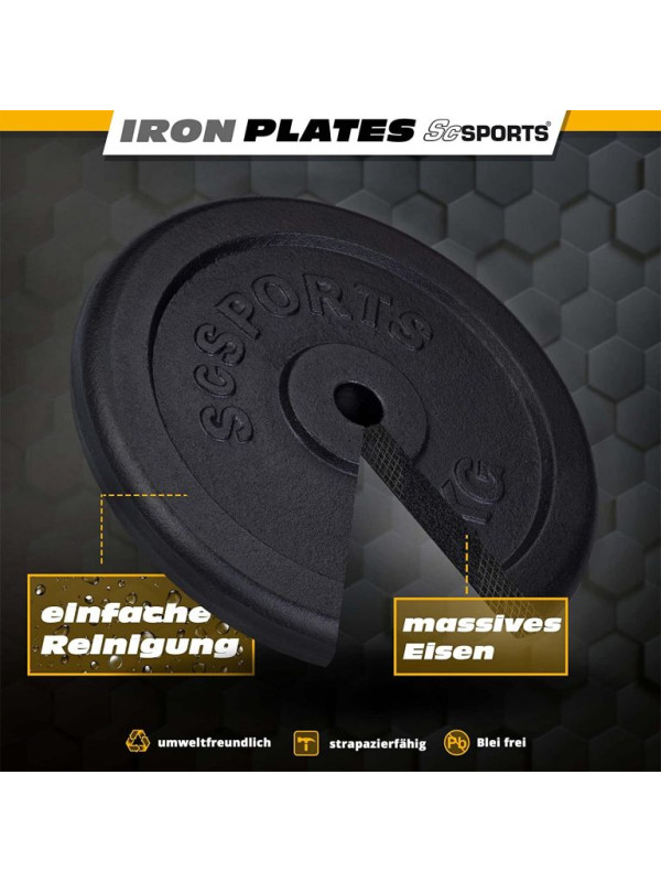 ScSPORTS Sada liatinových diskov 30 kg, 2x15 kg