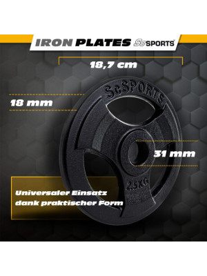 ScSPORTS Sada liatinových kotúčov 4x2,5 kg, priemer 30/31 mm