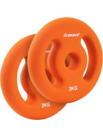 Neoprenové kotúče 2x3 kg s úchytmi, oranžové, 30/31 mm otvor