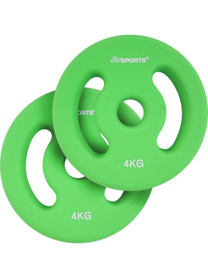 ScSPORTS Neoprénové kotúče 2x4 kg, zelené, 30/31 mm otvor