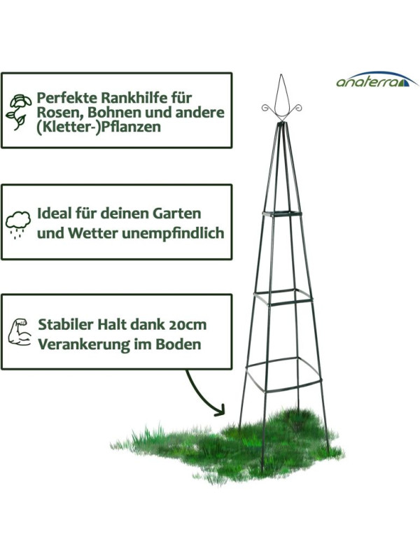 Kovová opora pre popínavé rastliny 195 cm, sada 2 ks