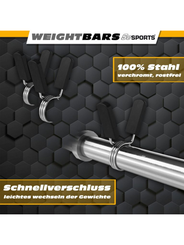 ScSPORTS SZ činka 120 cm, chróm, 30 mm, pružinové uzávěry