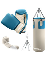 Boxovacie vrece s príslušenstvom, béžovo-modrý set na trénin