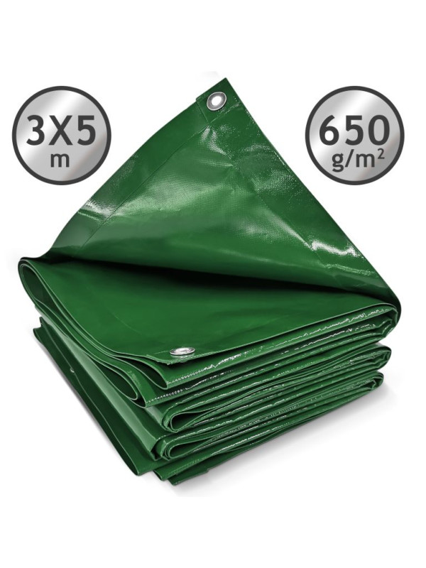 JAGO Plachta 650 g/m², hliníkové oká, zelená, 3 x 5 m