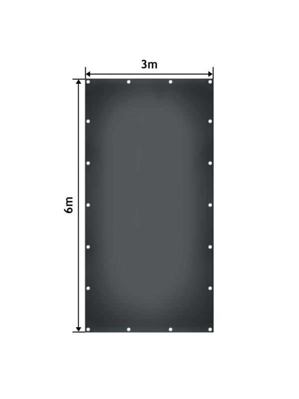 JAGO Plachta 650 g/m², hliníkové oká, antracit, 3 x 6 m