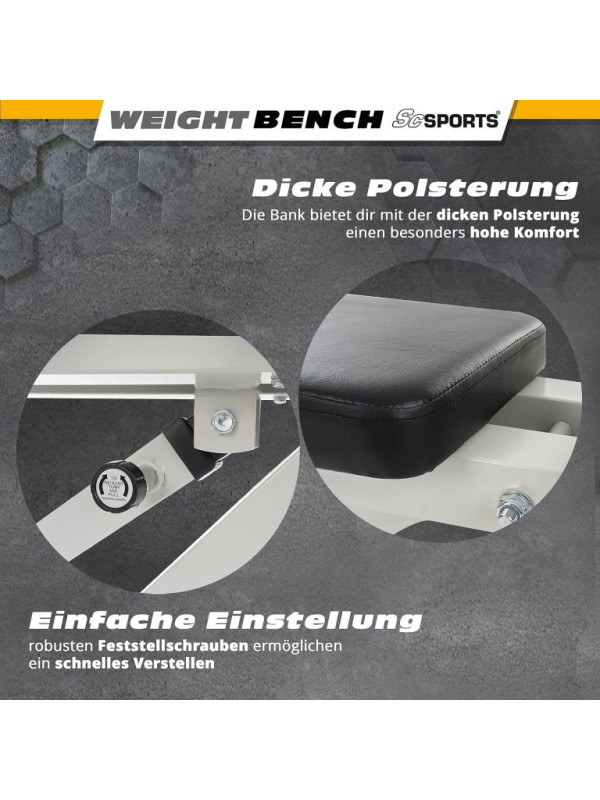 ScSPORTS Nastaviteľná posilňovacia lavica,200 kg,biela/čiern