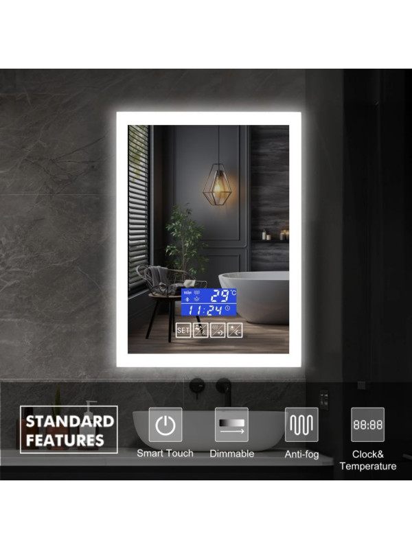 IREDA Kúpeľňové zrkadlo s osvetlením, 60x80cm, reproduktor