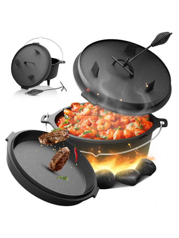 Broil-master® Liatinový kotlík s nožičkami, 9 L, čierny
