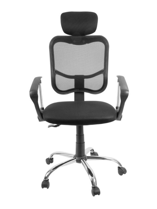 Kancelárska stolička s nastaviteľnou opierkou hlavy, čierna