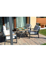 Jedálenský stôl na terasu hliník/teak grafit 138x80 cm