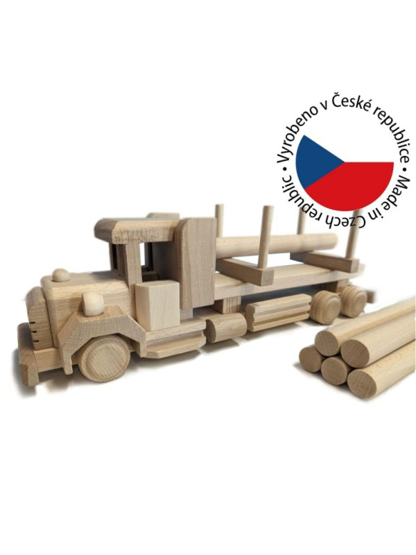 Drevený kamión s kládami, 38 x 9 x 12 cm