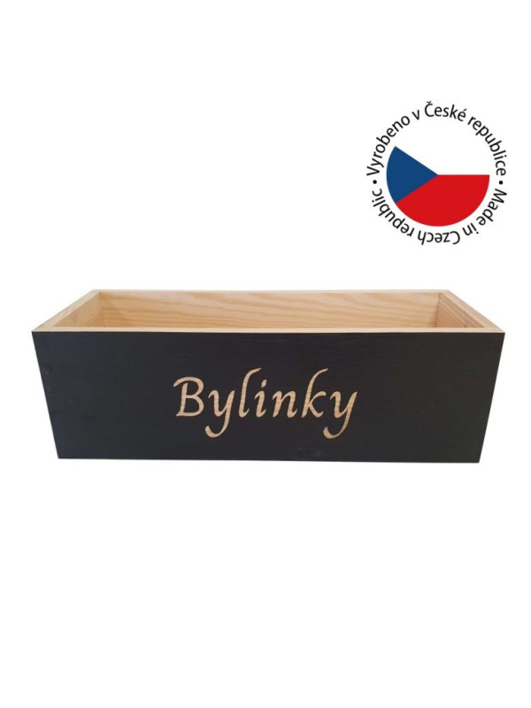 Drevený box na bylinky 34×13×11 cm, čierny, vyrobené ČR