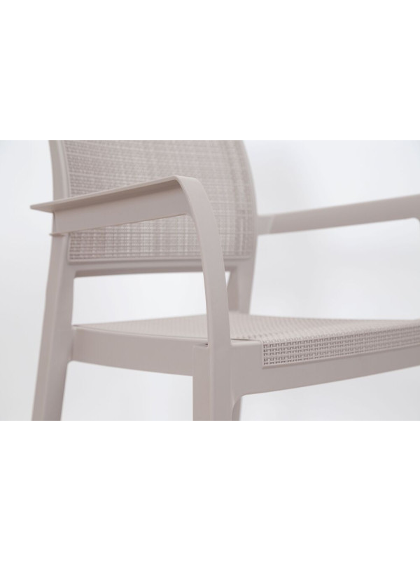 Stohovateľné záhradné kreslo z plastu s podrúčkami, grafit