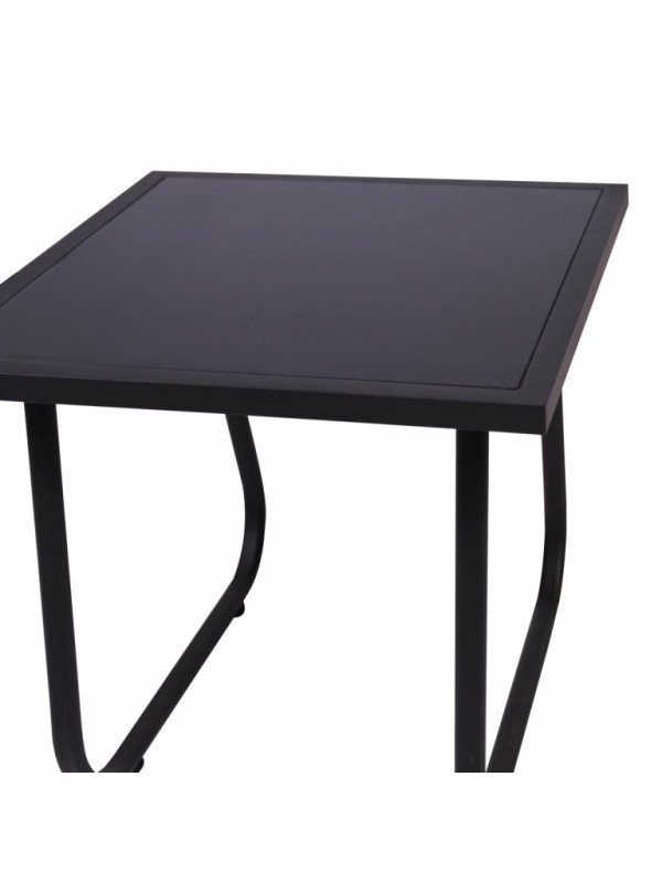 Záhradný relaxačný set stôl a 2 kreslá, oceľ, šedá