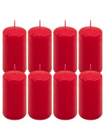 Červená parafínová sviečka 10 cm, 20 h horenia, sada 8 ks