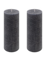 Antracit parafínová sviečka rustikálna 20 cm, 90 h, sada 2ks