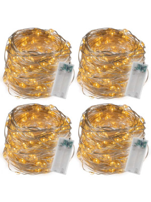 Sada 4 svetelných káblov 40 LED, teplá biela
