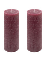 Bordó parafínová sviečka rustikálna 20 cm, 90 h, sada 2 ks