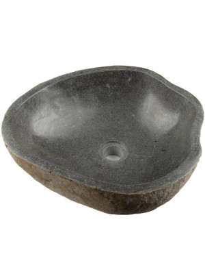 Umývadlo z prírodného kameňa DIVERO, čierne, 30 x 30 cm