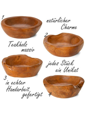 Drevené umývadlo DIVERO, masívne teakové drevo, Ø 39-40 cm