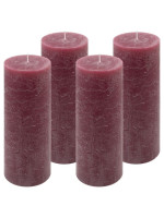 Bordó parafínová sviečka rustikálna 20 cm, 90 h, sada 4 ks