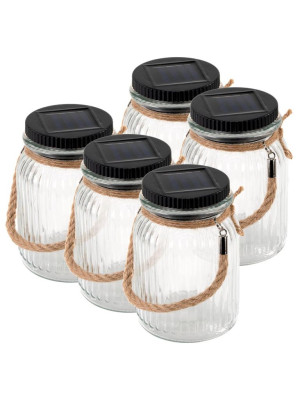 Sada solárnych svetiel, 3 LED, plastové, teplá biela, 5 ks