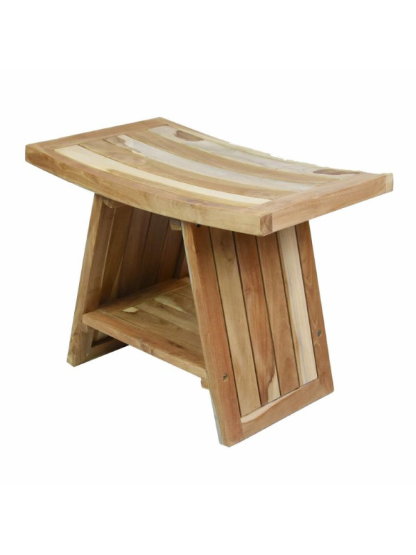 Stolička DIVERO, masívny ošetrený teak, 60 x 35 x 45 cm