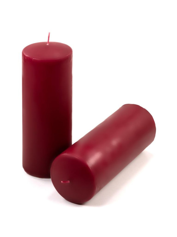 Sada sloupových svíček, 20 cm, Ø 7,5 cm, vínová, 2 ks