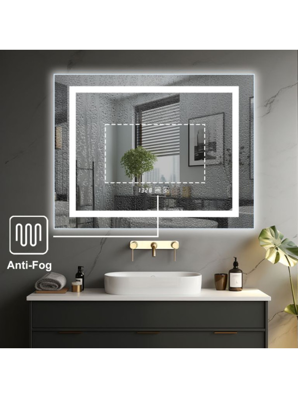 IREDA Kúpeľňové zrkadlo s LED osvetlením, 80 x 60 cm