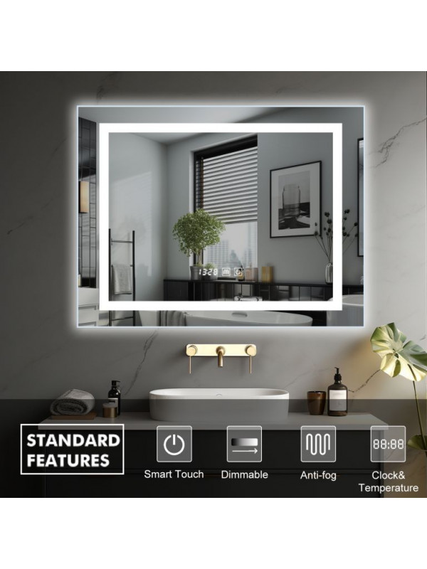 IREDA Kúpeľňové zrkadlo s LED osvetlením, 80 x 60 cm