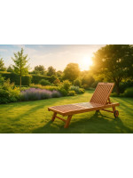 DIVERO záhradné ležadlo z teakového dreva s kolieskami