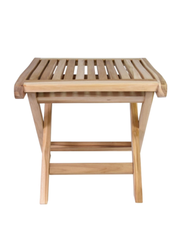 Skladacia teaková stolička Divero do kúpeľne, 45 cm