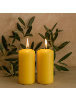 Sada stĺpových sviečok, 20 cm, Ø 7,5 cm, žltá, 2 ks