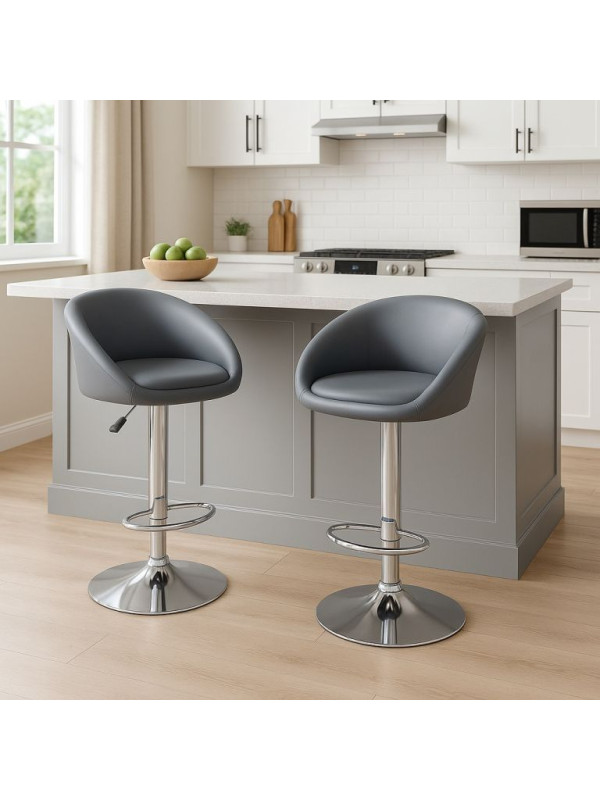 Sada 2 barových stoličiek antracit, výškovo nastaviteľné