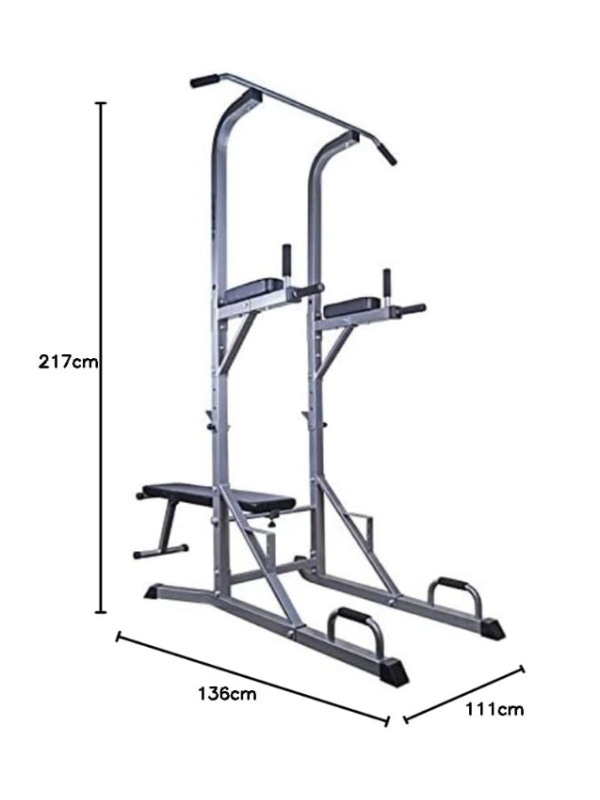 Multifunkčná fitness veža s lavicou a hrazdou, 120 kg nosnos