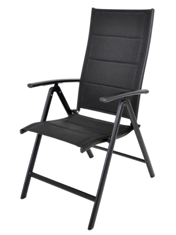 Záhradné polohovacie kreslo čierne hliníkové skladacie