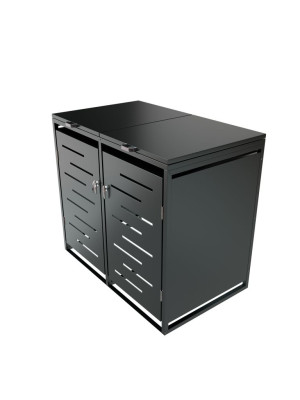 Kovový prístrešok pre 2 popolnice, antracit, 132×116×80 cm