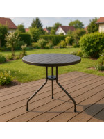 Okrúhly bistro stôl 80 cm – hnedý, oceľ a plast