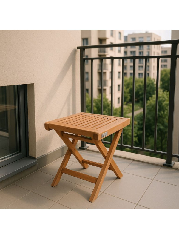 Skladacia stolička z teakového dreva prírodný dizajn 43 cm