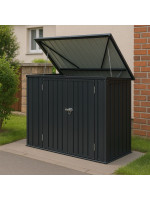 Kovový prístrešok, 3 popolnice, výklopné veko, 200×105×128cm