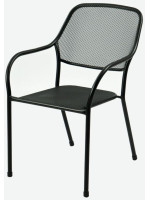 Kovové záhradné kreslo čierne, stohovateľné, 55x66x84 cm